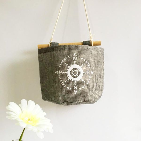 

storage boxes & bins 1pcs cotton linen hanging bag cosmetic toys organize multifunction navy style home pockets wall 23*16*8cm
