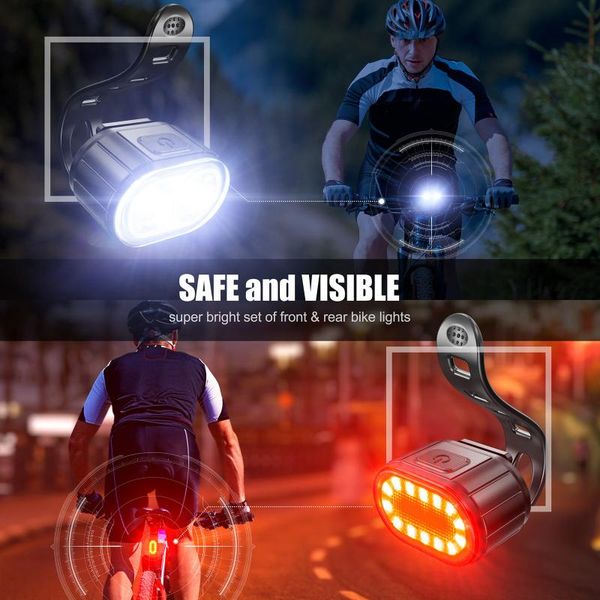 

bike lights 200 lumens bicycle light combination usb rechargeable waterproof cycling safety and visible riding lamp