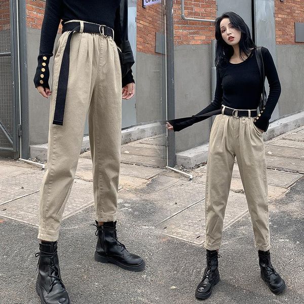 

women's pants & capris plus size high waist loose casual joggers women army harem streetwear punk cargo female trousers, Black;white