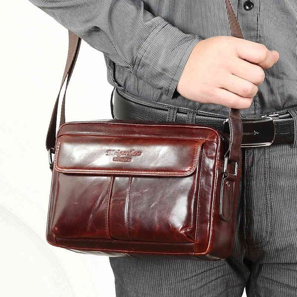 

oil wax leather leisure men's shoulder bag messenger, Black;red