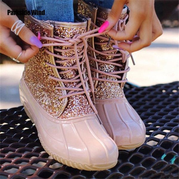 

boots parkside wind winter women the pu leather knight waterproof lace-up low heel round toe shoes xwa9885-4, Black