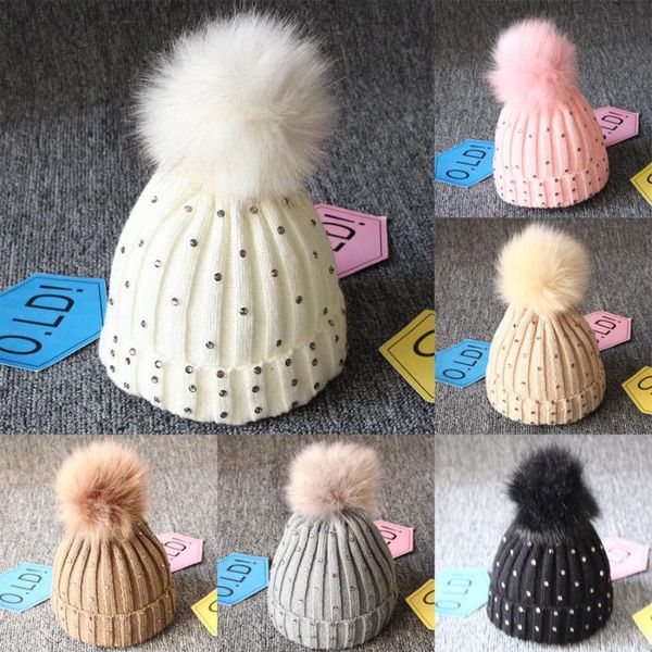 

caps & hats baby children's kids girls infant autumn winter warm ablazely crochet knit hat ball cute beanie cap, Yellow