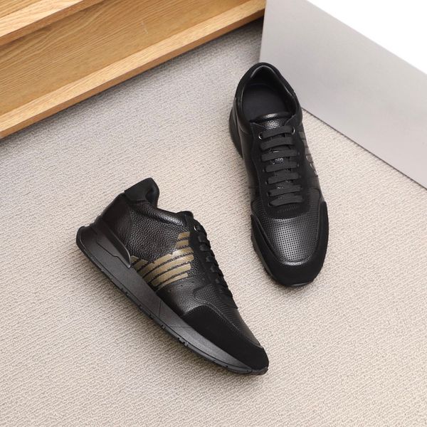 

luxury brand shoe 2022 spring new design man shoes lace-genuine leather comfortable fashion designer men sneaker size 38-44 with box, Black