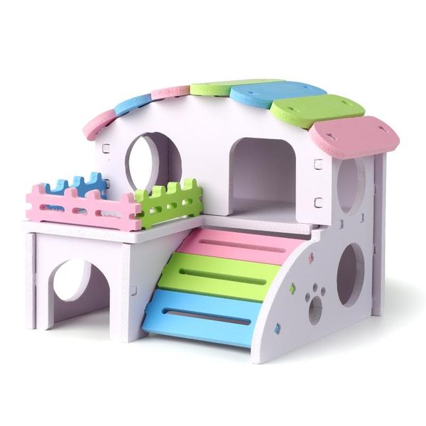 

wooden hamster nest sleeping house villa home luxury cage hideout pet diy hut toy small animal supplies