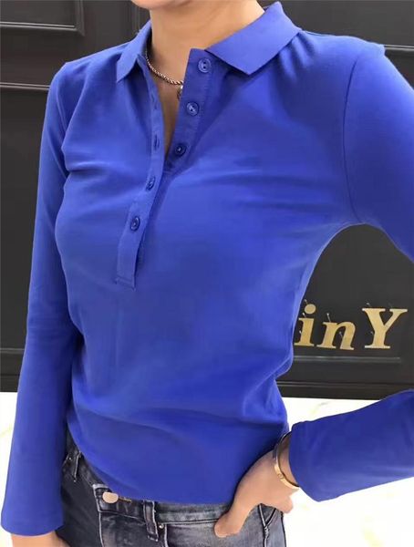 

women's polos spring crocodile women long sleeve shirts 100% cotton casual solid color lady t fashion, White