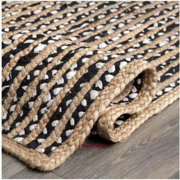 

carpets rug jute and cotton natural hand braided style boho carpet mordren area living room decor