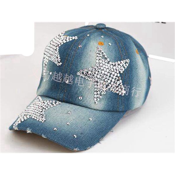 

yiwu hat 2015 new korean cowboy baseball cap inlaid with diamond fashion casual, Blue;gray