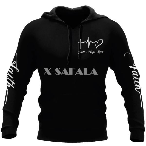 

men's hoodies & sweatshirts faith hope love christian jesus 3d print hoodie man women harajuku outwear zipper pullover sweatshirt casua, Black