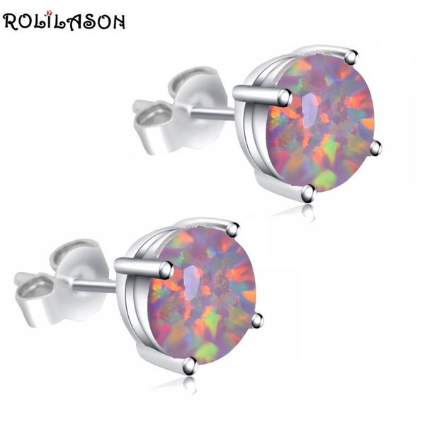 

stud rolilason party style orange fire opal 925 sterling silver stamped earrings fashion jewelry oe669, Golden;silver