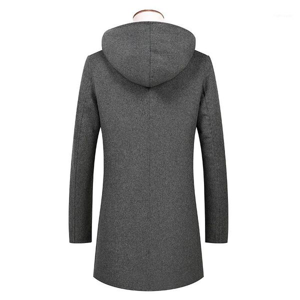 

men's wool & blends 2021 winter double-faced coat fashion casual hooded overcoat houndstooth slim fit long jacket male brand clothes, Black