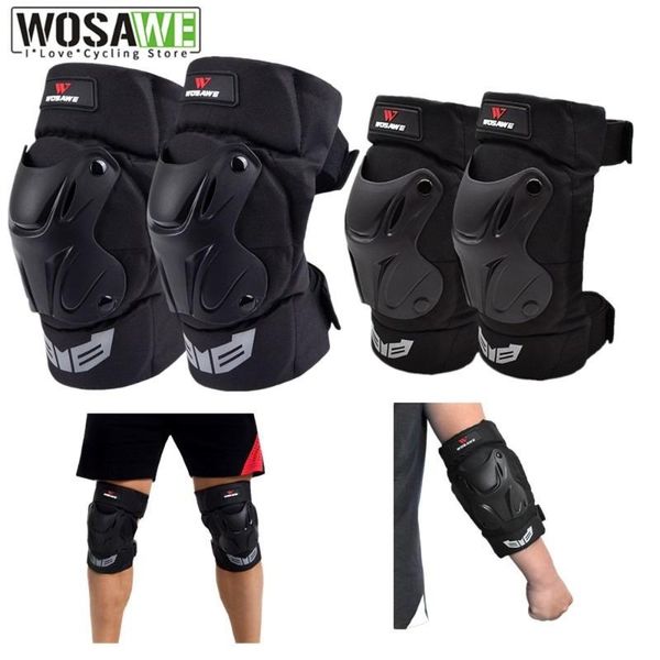 

elbow & knee pads wosawe adjustable straps sports cycling motorcycle ski snowboard bike volleyball brace support eva protector, Black;gray