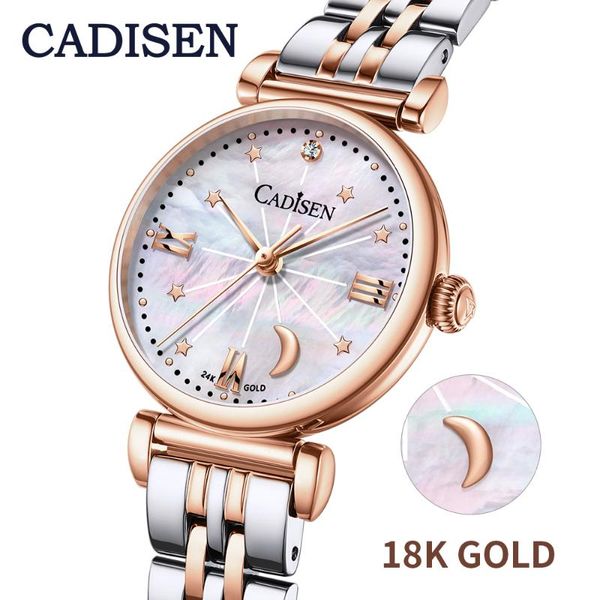 

wristwatches 2021 cadisen women watch dress ladies 18k gold ultra-thin dial waterproof watches +box, Slivery;brown