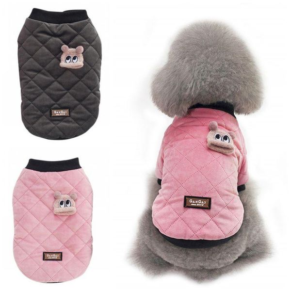 

dog apparel autumn winter pet dogs warm cloth with animal decor jacket rhombus plaid coats