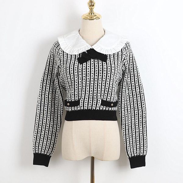 

women's sweaters swaeter kint neck long lapel sweater black sleeve spring womens, White;black