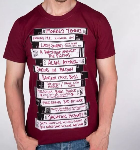 

men's alan partridge's ideas for television shows maroon t-shirt, White;black
