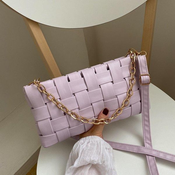 

evening bags luxury handbag women weave leather clutches shoulder for 2021 crossbody bag ladies metal chain hand
