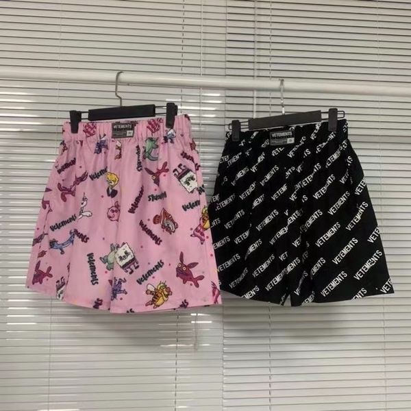 

full logo short pant men women allover letters print vetements shorts, White;black