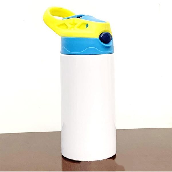 

water bottles wholesale 12oz sublimation kids tumbler white blank sippy cup with straw stainless steel bottle for children birthday gift