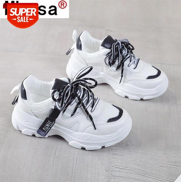 

2021 spring women's casual shoes fashion breathable running dad mesh flat sneakers vulcanized #yy6a