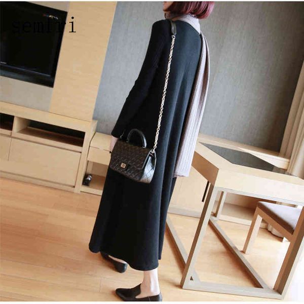 

casual dresses semfri women long sweater style plus size loose vestidos o-neck knitted winter 9dqs, Black;gray