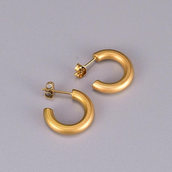 

hoop & huggie vintage sandblasted c-shaped earrings wholesale gold, Golden;silver