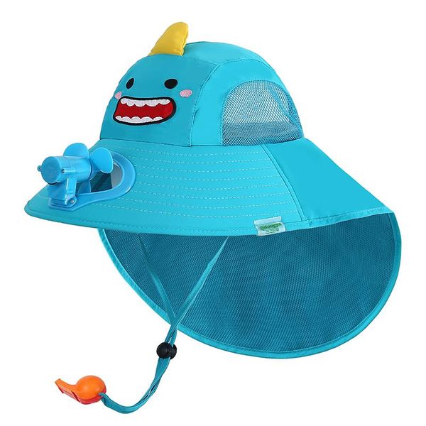 

wide brim hats children's boys sun big girls empty thin with electric fans can be charged in summer, Blue;gray
