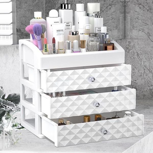 

bathroom storage & organization 3-layer drawer cosmetic box dresser skin care product finishing jewelry lipstick rack