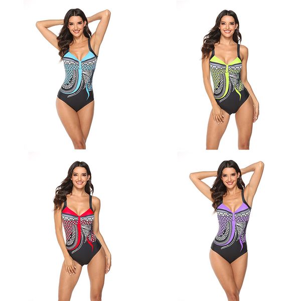 Zl0497 sexy set mulheres vintage imprimir sling halter halter uma peça swimsuit lady three-point swimwear feminino biquiini menina verão terno roupa interior lingerie