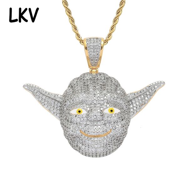 

migos cartoon character master personality hip hop pendant with zircon necklace, Silver