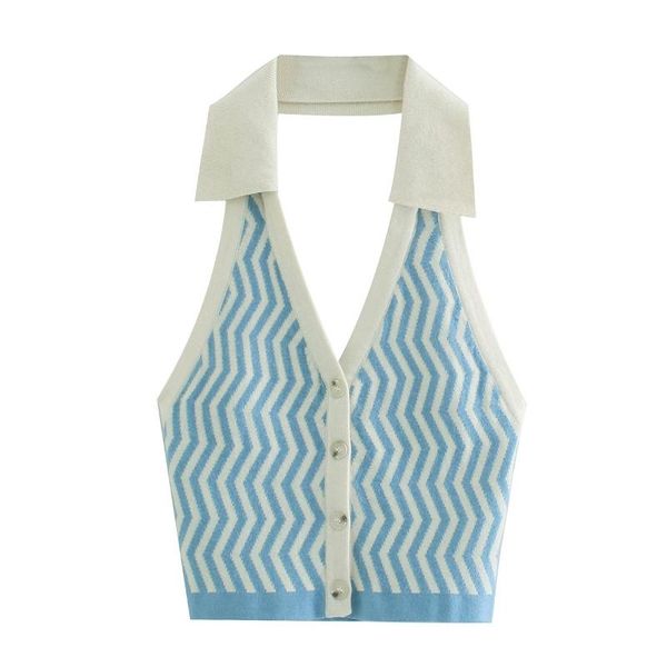 

women's tanks & camis slim fashion tank female summer 2021 halter elegant wave crop women single breasted chic lady, White