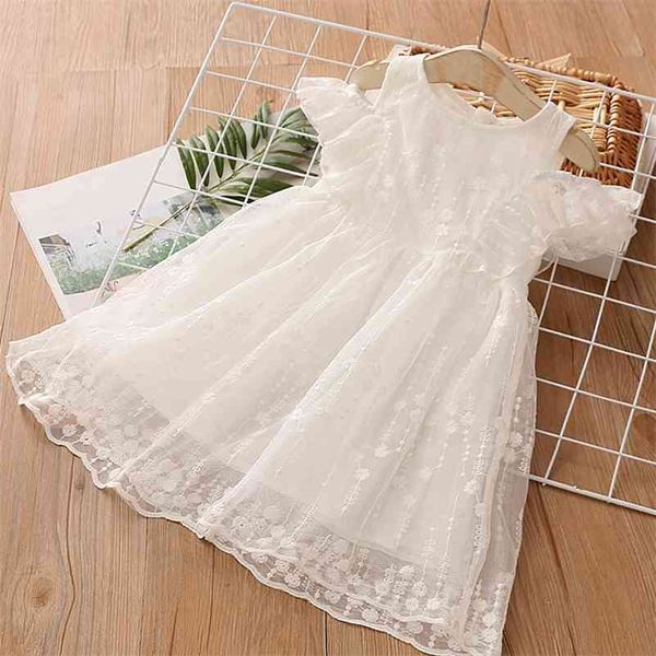 Estate 3-6 8 Da 10 a 12 anni Adolescente Bambini Floreale Bianco Avvolgere Spalle Bambini Abito senza spalline in pizzo per bambina 210414