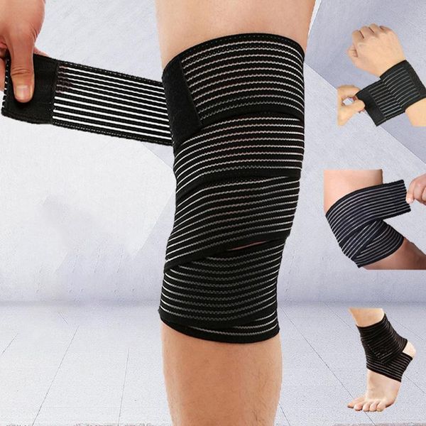 Cotovelo joelheiras de joelhos 1pcs elástico fita de bandagem esportiva tira protetor de compactação de guarda strap shin