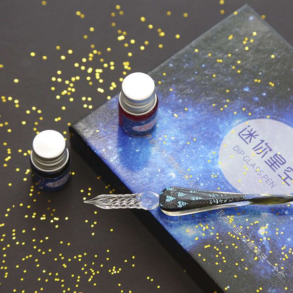 

the pen star glass set flash box stationery color ink dip pen gift