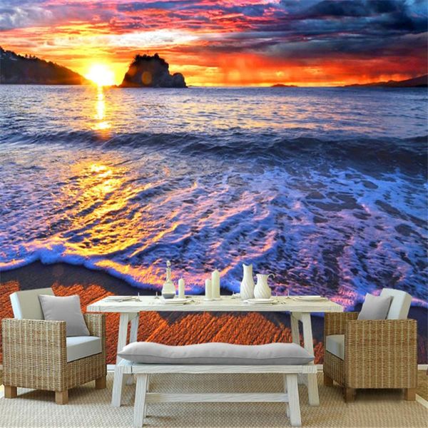 

wallpapers custom modern 3d non-woven wallpaper mural fantasy beautiful sunrise seaside scenery background wall