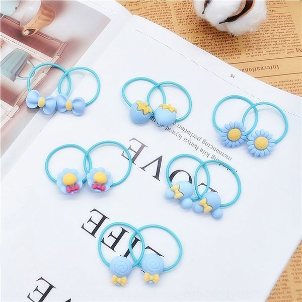

zku 3.5cm large children's head rope cute accessories headdress cartoon frosted korean hair accessories rubber hair band rubber band, Slivery;white