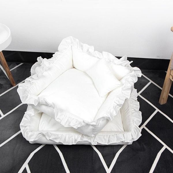 

kennels & pens lotus leaf lovely kennel solid color lace edge four seasons pet bed washable creativity princess style cat nest supplies