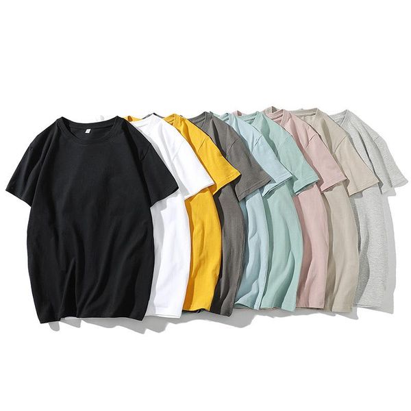 

men short-sleeved t-shirts loose summer cotton pure color soft brand tee plus size men's, White;black