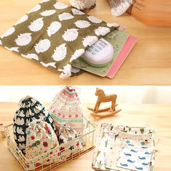

home vintage storage bag drawstring cotton linen travel organizer pouch tote bags