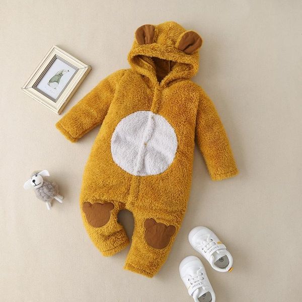 

selling winter baby girl romper cute cartoon bear hoodies long sleeve boy clothes thicken warm 0-18m jumpsuits, Blue