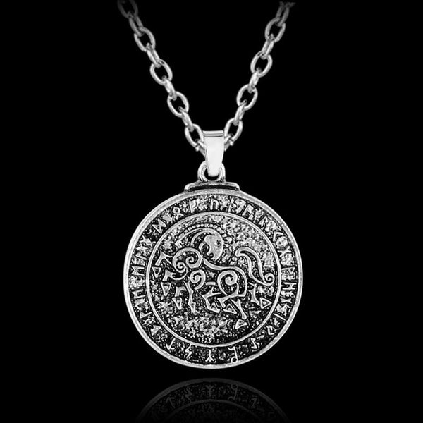 

wolf pendant necklace norse vikings runes amulet necklaces pendants gifts men charm chain for women jewelry gift, Silver