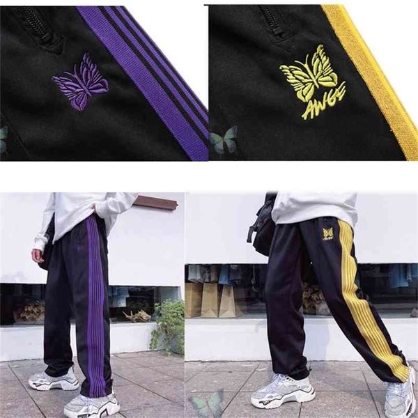 

needles awge pants embroidery butterfly sweatpants trousers 210420, Black