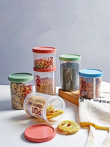 

storage bottles & jars food box plastic clear container set kitchen dried grains tank miscellaneous grain