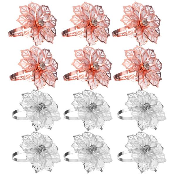 

napkin rings 12pcs alloy flower-shaped holders for table decoration