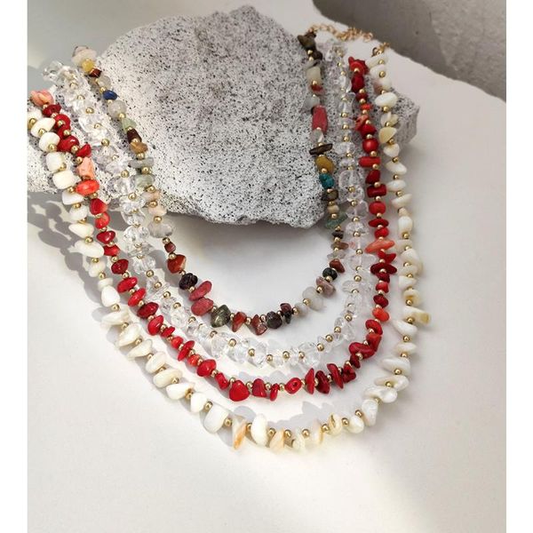 

chokers handmade multicolor irregular stone beaded necklace alien acrylic bead choker necklaces women's fashion jewelry gifts 2021, Golden;silver