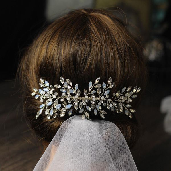 

vintage ornaments silver rhinestones crystal elegant banquet party wedding hair comb bridal hair jewelry for women
