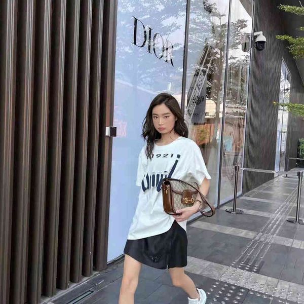 

women's t-shirt high version fashion brand spring and summer printing g centennial cotton short sleeve t-shirt women wv7q, White