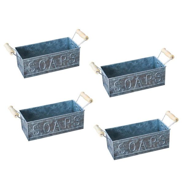 

storage baskets 4pcs retro iron barrel flower pot rural style deskvase soap bucket with handle for home balcony garden decor