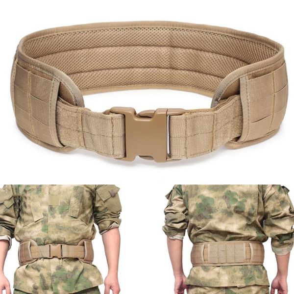 

waist support military molle belt tactical padded wide army training wargame cs gear universal hunting girdle equipment, Black;gray