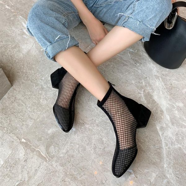 

boots 2021 classic mesh sandal women summer lady breathable shoes zip woman ankle 32-43 zapatos mujer, Black