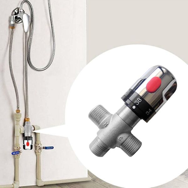 Set doccia per bagno Valvola miscelatrice termostatica regolabile Controllo della temperatura di miscelazione acqua / freddo in ottone per riscaldatore